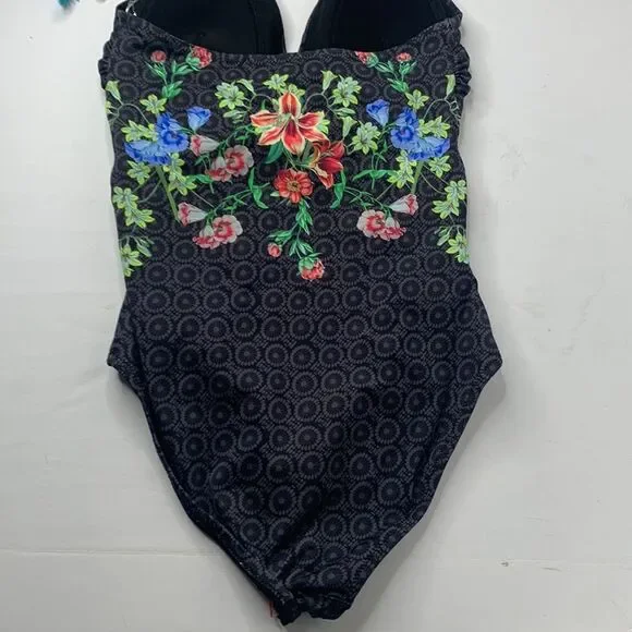 Johnny Was color twist black floral one-piece swimsuit NWT - Picture 9 of 11